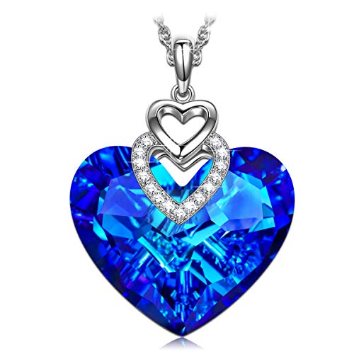 Sivery Christmas Day Gifts for Her ‘Heart of Ocean’ Pendant Necklace