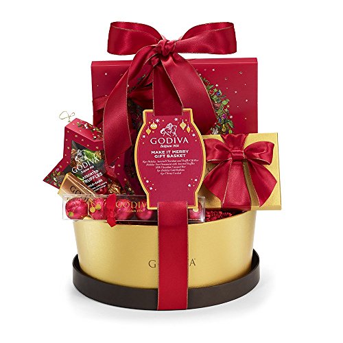 Godiva Chocolatier Make It Merry Christmas Gift Basket with 5 Holiday